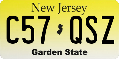 NJ license plate C57QSZ