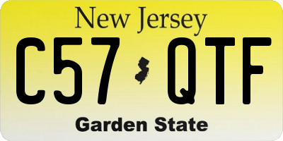 NJ license plate C57QTF