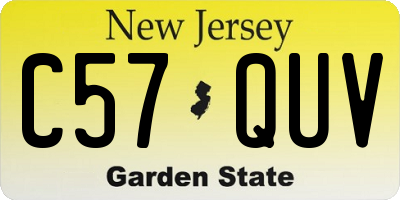 NJ license plate C57QUV
