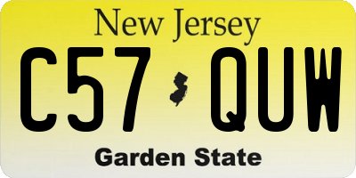 NJ license plate C57QUW