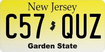 NJ license plate C57QUZ