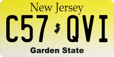NJ license plate C57QVI