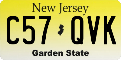 NJ license plate C57QVK