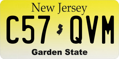 NJ license plate C57QVM