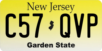 NJ license plate C57QVP