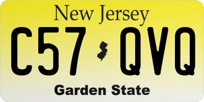 NJ license plate C57QVQ