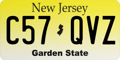 NJ license plate C57QVZ