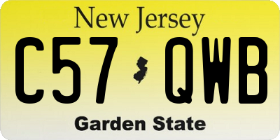 NJ license plate C57QWB