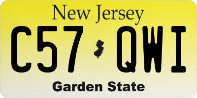NJ license plate C57QWI