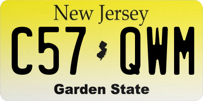 NJ license plate C57QWM