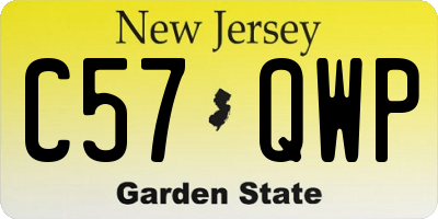 NJ license plate C57QWP