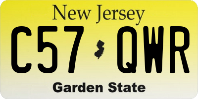 NJ license plate C57QWR