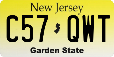 NJ license plate C57QWT