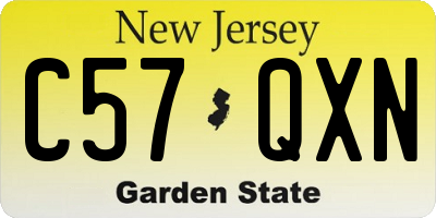 NJ license plate C57QXN