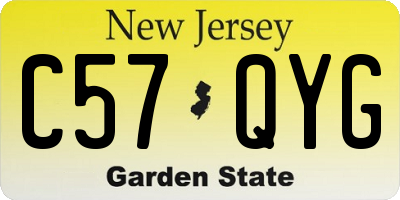 NJ license plate C57QYG