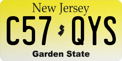 NJ license plate C57QYS