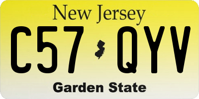 NJ license plate C57QYV