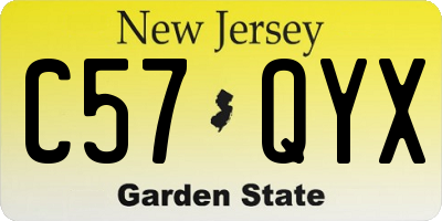 NJ license plate C57QYX