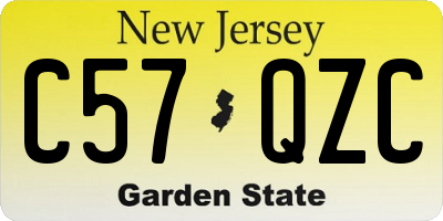 NJ license plate C57QZC