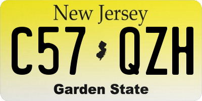 NJ license plate C57QZH