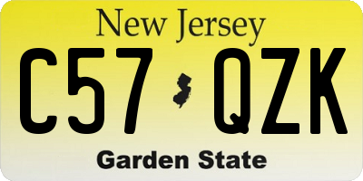 NJ license plate C57QZK