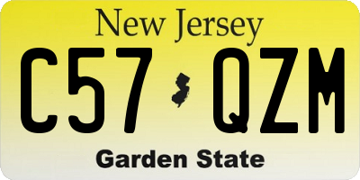 NJ license plate C57QZM