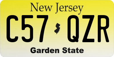 NJ license plate C57QZR