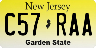 NJ license plate C57RAA