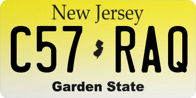 NJ license plate C57RAQ