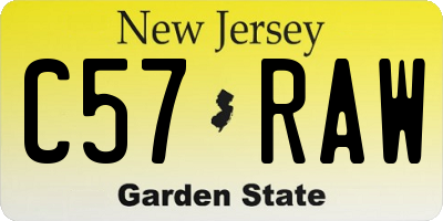 NJ license plate C57RAW