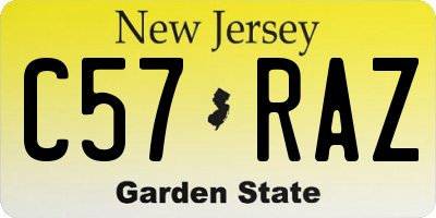 NJ license plate C57RAZ