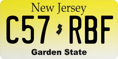 NJ license plate C57RBF