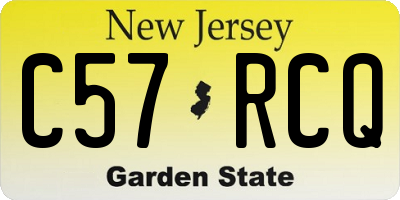 NJ license plate C57RCQ