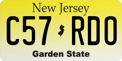 NJ license plate C57RDO