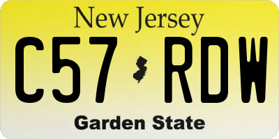 NJ license plate C57RDW