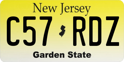 NJ license plate C57RDZ