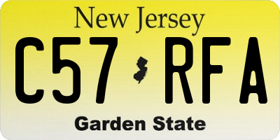NJ license plate C57RFA