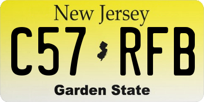 NJ license plate C57RFB