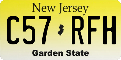 NJ license plate C57RFH