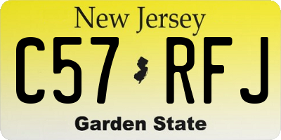 NJ license plate C57RFJ