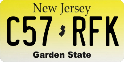 NJ license plate C57RFK