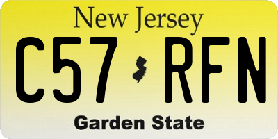 NJ license plate C57RFN
