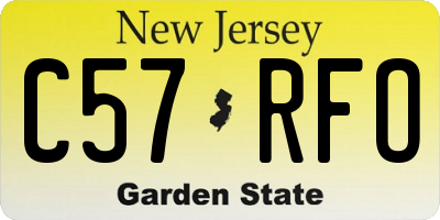 NJ license plate C57RFO