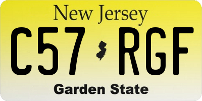 NJ license plate C57RGF