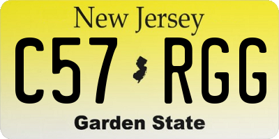 NJ license plate C57RGG