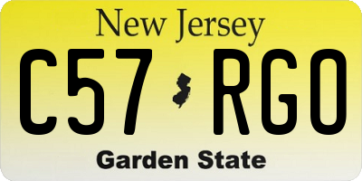 NJ license plate C57RGO