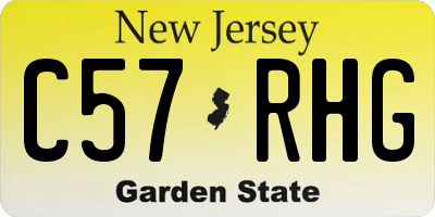 NJ license plate C57RHG
