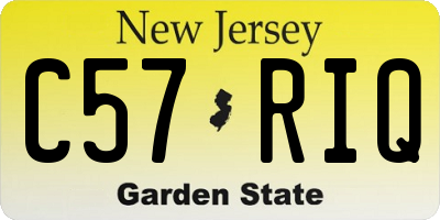 NJ license plate C57RIQ