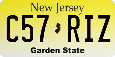 NJ license plate C57RIZ