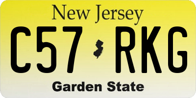 NJ license plate C57RKG